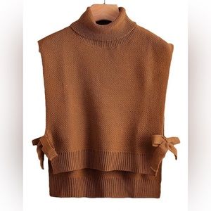 Turtle Neck Knot Side Sweater Vest